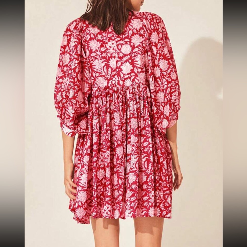 Boho floral print lantern sleeve dress - Picture 5 of 6